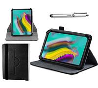 Navitech Black Leather Case Cover With 360 Rotational Stand And Atlas Stylus Compatible With The Samsung SM-T560NZWABTU Galaxy Tab E 9.6 Inch | Samsung Galaxy TAB Active 2 SM-T395