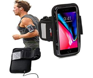 Navitech Black / Silver Neoprene Water Resistant Sports Gym, Jogging / Running Armband Case Compatible With The Smartphones And MP3 Players (Up To 4.0 ") Such As: iPod touch (1st, 2nd, 3rd, 4th generation), iPod nano (1st, 2nd, 3rd, 4th, 5th, 6th generation), iPod shuffle (1st, 2nd, 3rd, 4th generation), iPod with color display / iPod Photo, iPod mini (1st, 2nd generation), iPod (iPod Classic / Click Wheel / Touch Wheel / Scroll Wheel)