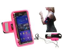 Navitech Pink Running/Jogging/Cycling Water Resistant Sports Armband suitable Compatible With The Motorola Moto Z3 Play