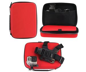Navitech Red Shock Proof Hard Storage Case/Cover Compatible With The the icefox FHD Underwater Action Camera