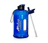 NAVIVVA SPLENDID 2.2 Litre Large Reusable Gym Water Bottle with Straw Lid, Dishwasher Safe, BPA Free Tritan Plastic, Portable, Eco-friendly with Carry Handle (Navy Blue)