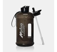 NAVIVVA SPLENDID 2.2 Litre Large Reusable Gym Water Bottle with Straw Lid, Dishwasher Safe, BPA Free Tritan Plastic, Portable, Eco-friendly with Carry Handle (Black)