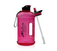 NAVIVVA SPLENDID 2.2 Litre Large Reusable Gym Water Bottle with Straw Lid, Dishwasher Safe, BPA Free Tritan Plastic, Portable, Eco-friendly with Carry Handle (Rose Pink)