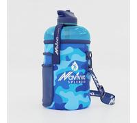 NAVIVVA SPLENDID Large 2L Water Bottle with Insulating Neoprene Cover and Straw Lid - BPA-Free, Dishwasher Safe, Portable, Eco-friendly with Carry Handle - Huge 2.2 Litre. (Navy in Sleeve Cover)
