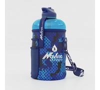 NAVIVVA SPLENDID Large 2L Water Bottle with Insulating Neoprene Cover and Straw Lid - BPA-Free, Dishwasher Safe, Portable, Eco-friendly with Carry Handle - Huge 2.2 Litre Capacity. (Blue Glowing)