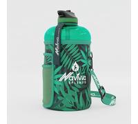 NAVIVVA SPLENDID Large 2L Water Bottle with Insulating Neoprene Cover and Straw Lid - BPA-Free, Dishwasher Safe, Portable, Eco-friendly with Carry Handle - Huge 2.2 Litre Capacity. (Green Jungle)