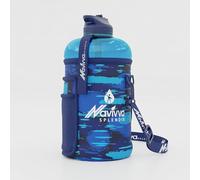 NAVIVVA SPLENDID Large 2L Water Bottle with Insulating Neoprene Cover and Straw Lid - BPA-Free, Dishwasher Safe, Portable, Eco-friendly with Carry Handle - Huge 2.2 Litre Capacity.(Blue Water Drops)