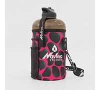 NAVIVVA SPLENDID Large 2L Water Bottle with Insulating Neoprene Cover and Straw Lid - BPA-Free, Dishwasher Safe, Portable, Eco-friendly with Carry Handle - Huge 2.2 Litre Capacity. (Black Pink Stones)