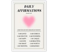 NAVIWEEK Daily Affirmations Aura Modern Canvas Wall Art Colorful Gradient Aura motivational Poster danish Trendy Pastel Minimalist Heart Shape Prints Painting cute Pink wall decor 12x16in Unframed