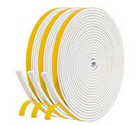 NAVK Self Adhesive Foam Tape Door Window Seal Door Draught Excluder Weatherstripping, 6mm Wide X 3mm Thick 3 Pcs Each 5M Long - White