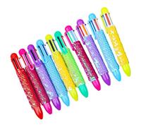 Navna 10pcs 1.0mm Retractable Ballpoint Pen 6 In 1 Shuttle Pen Multicolor Sequins Writing School Supplies Sequins Ballpoint