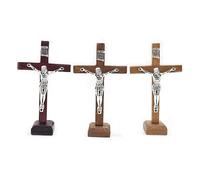 Navna 1Pc Wood Cross Christian Catholic Statue For Home Decorations Table Cross Standing Crucifix Church Religious Figurine Table Cross
