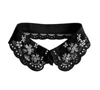 Navna Detachable Artificial Pearls Embroidered Collar Elegant Lace Accessory Embroidery Office False Collar For Prom Event Artificial Pearls Neck Decoration