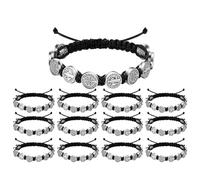 Navna Pack Of 12 Adjustable Benedictines Medals Bracelets Woven Adjustable Wristchains Spiritual Jewelry For Men And Women Alloy Beaded