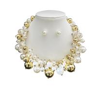 Navna Short Chain Imitation Pearls Necklace And Earrings Jewelry Set Lightweight Design Beads Neck Gift Stylish Short Pearls Clavicle