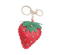 Navna Studded Strawberry Car Keychain With Rivet Decoration PU Leather Rings Accessory Bag Pendant For Women Men Lightweight Strawberry