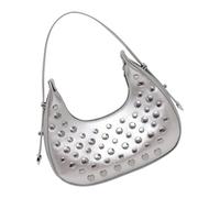 Navna Stylish Studded Motorcycle Inspired Underarm Bag Convertible Shoulder Handbag Practical PU Large Capacity Fashionable Accessory Streetwear Studded Casual Shoulder Bag