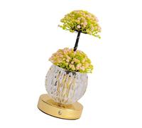 Navna Touch Control Dimmable LED Table Lamp with Flower Glass Shade for Bedside Use USB Night Light