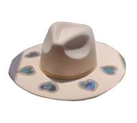 Navna Western Suncatchers Straw Sun Hat Rainbow Prisms Effects Star Moon Cutouts And Ventilated For Music Festivals Picnics Magical Straw Sun Hat