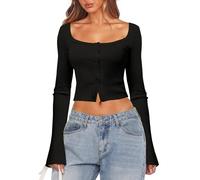 Navneet Women Cropped Cardigan Cozy Bolero Cardigans Button Down Cropped Jumper Going Out Tops Fall Outfits Knitwear Black M