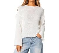 Navneet Women Long Sleeve Sheer Jumper Knitted See Through Poncho Top | Boat Neck Sweater, Y2K Going Out Tops, Rave Festival Outfits, Night Out Clubbing Top, Holiday Beach Cover Up
