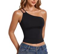 Navneet Women One Shoulder Top Asymmetrical Fitted Top Sexy Going Out Tops Night Out Club Tops Rave Festival Outfits