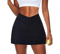 Navneet Women Tennis Skirt with Shorts A Line Golf Skorts Bodycon Sport Skirts Mini School Skirt Workout Scort Pickleball Dark Black XS