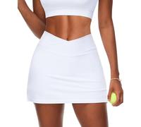 Navneet Women Tennis Skirt with Shorts A Line Golf Skorts Bodycon Sport Skirts Mini School Skirt Workout Scort Pickleball Snow White L