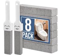 Navona 8 Pack Pumice Stone Cleaner with 2 Long Handles, Replaceable Floating Stones Remove Hard Water Rings, Rust and Limescale from Toilets, Sinks, Grills and Pools