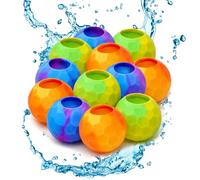 NAVOYS 12pc Reusable Water Bombs for Kids & Adults | Easy Fill Self-Sealing Water Balloons | Non-Magnetic 6cm Soft Water Balls for Boys & Girls, Garden, Pool, Beach & Outdoor Summer Games