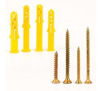 Navoys 140 Mixed Screw & Wall Plug Set - Fixing Masonry, Brick, Concrete | 5mm & 6mm rawl plugs, expands for firm grip, fits shelves, brackets, hooks, fixings, plastic build, durable hold