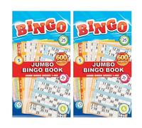 Navoys 2 Bingo Ticket Books - Jumbo Print 600 Bingo Tickets per Book, Security Coded, Assorted Colours, Clear and Easy to Read Numbers, for Home Bingo Games, Clubs & Family Use (2 Books)