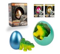 Navoys 2 Hatching Dinosaur Eggs - Grows & Hatches in Water, 12-24hrs Hatchable, Surprise Eggs, Educational Play Set, Mystery Dinosaur, 5 Assorted Designs, Ankylosaurus, Triceratops, Stegosaurus