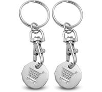 Navoys 2 Reusable Trolley Coins - 12-Sided UK Pound Token Key Ring for Shopping Trolleys & Gym Lockers, Durable Metal Design with Secure Key Clip Attachment