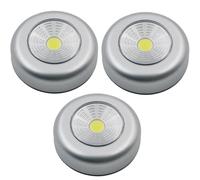Navoys 3 Pack COB LED Battery-Powered Wireless Night Light - Tap Touch Push Lamp, Self Adhesive for Closets, Cabinets, Counters or Utility Rooms, Cordless Puck