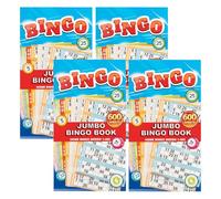 Navoys 4 Bingo Ticket Books - Jumbo Print 600 Bingo Tickets per Book, Security Coded, Assorted Colours, Clear and Easy to Read Numbers, for Home Bingo Games, Clubs & Family Use (4 Books)