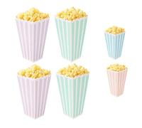 Navoys 4 Pack Reusable Popcorn Containers, Classic Striped White & Red Plastic Holders Ideal for Family Movie Nights, Home Cinema Snack Boxes