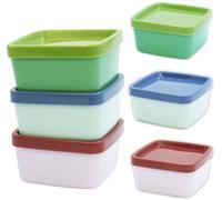 Navoys 6 Mini Snack Pots - Small Kids Lunchbox, Snack Pots, Toddlers Lunch, Snack Containers, Green, Pink and Blue, Microwave Safe Base 6 x 6 x 3.5cm