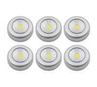 Navoys 6 Pack COB LED Battery-Powered Wireless Night Light Tap Touch Push Lamp - Self Adhesive COB Push Light for Closets, Cabinets, Counters or Utility Rooms, Cordless Puck Light (6pc COB Lights)