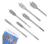 Navoys 6pc Heavy Duty Spade Hole Drill Bit Set with Vinyl Carry Pouch | 10mm-25mm sizes, 1/4in quick-change hex shank, 18mm drill bit, wood hole drill bit, 6in length, steel, pouch 22.3x14.5cm