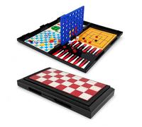NAVOYS 7 in 1 Magnetic Games Set | Foldable Travel Board Game with Ludo, Chess, Draughts & Match 4 | Compact Portable Classic Games Set for Kids, Adults, Holidays & Family Fun