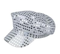 Navoys 70s Disco Hat - Silver Sequin Abba Hats for Women and Men | Large size, 23 x 18cm, sequin hat with adhesive metallic dots, Eurovision and Elton John fancy dress costume