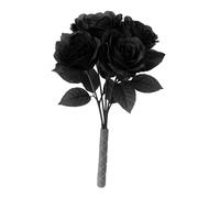 Navoys Halloween Decorations Black Rose Bouquet - Artificial Gothic Flowers with Realistic Stems for Corpse Bride Costume, Wedding Party, Fancy Dress, Office & Home Decor