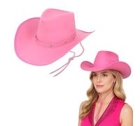 Navoys Pink Cowgirl Hat with Silver Studs - Wide Brim, Girl's Cowboy For Festivals, Bachelorette Parties, Concerts, Hen Night, Wild West, Fancy Dress Accessories (Silver Studs)