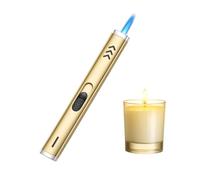 Navpeak Premium Champagne Gold Refillable Candle Lighter - Long Jet Flame Gas Lighter for Candles, Kitchen, BBQ & Fireplaces | Adjustable Windproof Flame(Butane not included)