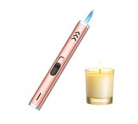 Navpeak Premium Rose Gold Refillable Candle Lighter - Long Jet Flame Gas Lighter for Candles, Kitchen, BBQ & Fireplaces | Adjustable Windproof Flame(Butane not included) (Rose Gold)