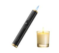 Navpeak Refillable Candle Lighter - Long Jet Flame Gas Lighter for Candles, Kitchen, BBQ & Fireplaces | Adjustable Windproof Flame(Butane not included) (Black)