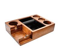 NAVREX 13.4'' Large Espresso Knock Box and Tamping Station, Solid Wood Espresso Accessories Organizer Box for 51MM-58MM Tamper, Distributor, Portafilter, High-Capacity Espresso Coffee Organizer