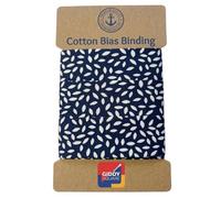 Navy 100% Cotton Bias Binding Tape with Delicate Leaf Pattern - 27mm Wide x 5m Length - Premium Soft Smooth Finish for Sewing, Quilting, Dressmaking & Crafts - Giddy Square