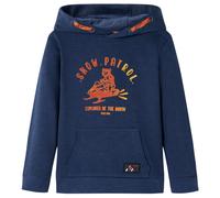 (navy, 104 (3-4y)) Kids' Hooded Sweatshirt Children Pullover Hoodie Navy Melange and Orange 104